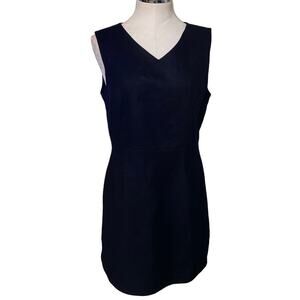 GAP Vintage Wool Blend V-Neck Sleeveless Sheath Dress Size 10 Black